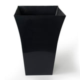 Rammento 37cm Tall Flared Plant Pot, Jet Black Plastic Square Garden Planter