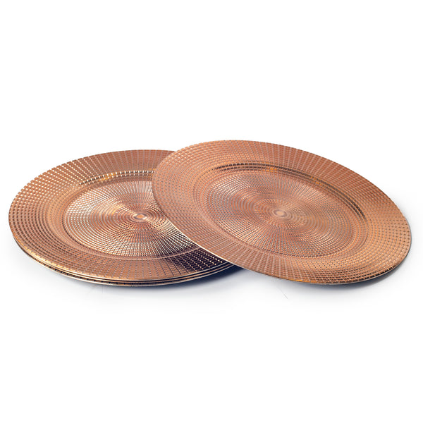 Set of 4 Shiny Copper Charger Plates Under Plates 33cm Premium Range