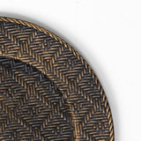 Koop Set of 4 33cm Brushed Gold Charger Plates Plaid Woven Design for Tableware