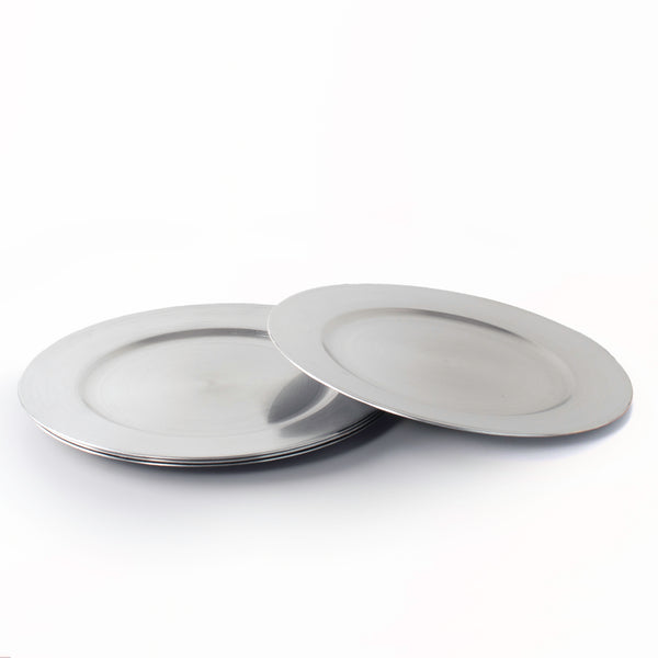 Set of Silver Charger Plates Metallic Finish 33cm Round Under Plates Christmas