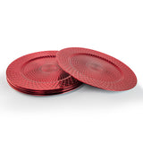 Geri Set of 4/6 33cm Red Charger Plates With Stylish Geometric Design