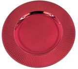 Rammento Set of 4/6 33 cm Rippled Edge Pink Round Charger Plates for Festive Dining