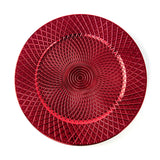 Geri Set of 4/6 33cm Red Charger Plates With Stylish Geometric Design