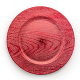 Set of 4 Wood Effect Charger Plates 33cm Large Round Under Plates Red Christmas