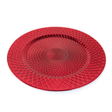 Geri Set of 4/6 33cm Red Charger Plates With Stylish Geometric Design