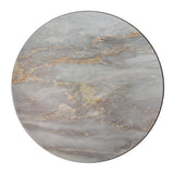 Geri Set of 4 33cm Grey Plastic Charger Plates with Marble Effect Finish