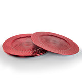 Geri Set of 4/6 33cm Red Charger Plates With Stylish Geometric Design