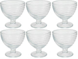 Set of 6 Large Glass Ice Cream Bowls Sundae Dishes Clear Glass With Swirl Patter