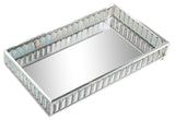 Large Silver Metal Serving Tray 24cm Mirrored Crystal Jewelled Display Tray