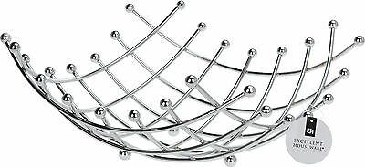 Large Square Chrome Fruit Bowl Storage Display Basket 30cm width 14cm depth