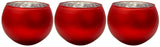 Floating Tealight Candle Holders Set 4 Matt Red Glass Bauble Tea Light Holder