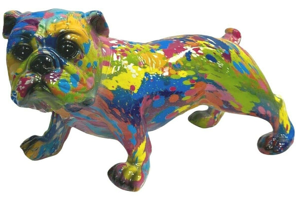 Splash Art Bulldog Ornament Multicoloured Resin Dog Figurine Modern Art Design