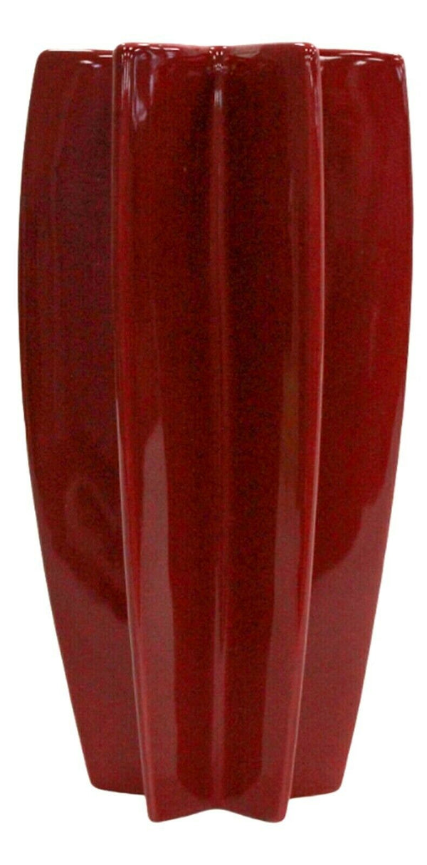 Red Star Shaped Vase Glossy Ceramic Unique Decorative Table Flower Ornament 25cm