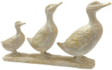 Brown Ducks Family Ornament Driftwood Effect Sculpture Resin Animal Figurine