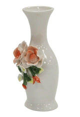 14cm Ceramic Bud Vase Orange 3D Flower Decoration Thin Bottle Neck Ornament