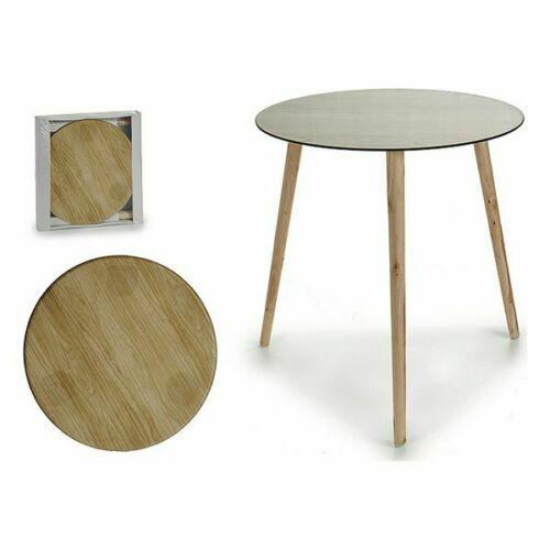 50cm Glass Round Coffee Table Wood Design Tray Top 3 Wooden Legs Side Table