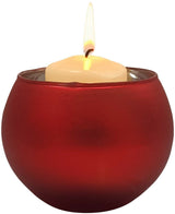 Floating Tealight Candle Holders Set 4 Matt Red Glass Bauble Tea Light Holder