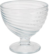 Set of 6 Large Glass Ice Cream Bowls Sundae Dishes Clear Glass With Swirl Patter