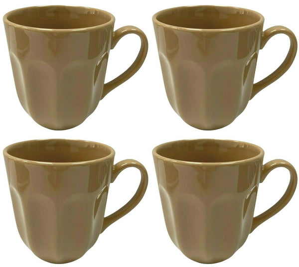 Set Of 4 Large Ceramic Mugs Beige Tea Coffee Mugs Cappuccino Cups 325ml