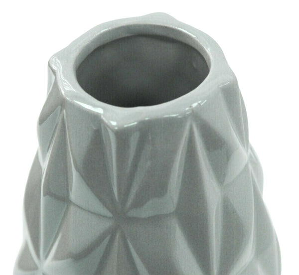 Grey Ceramic Flower Vase Lustre Tear Drop Decorative Vase Geometric Design 25cm