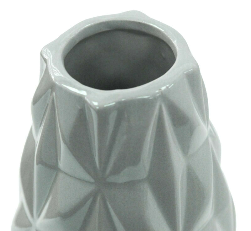 Grey Ceramic Flower Vase Lustre Tear Drop Decorative Vase Geometric Design 25cm