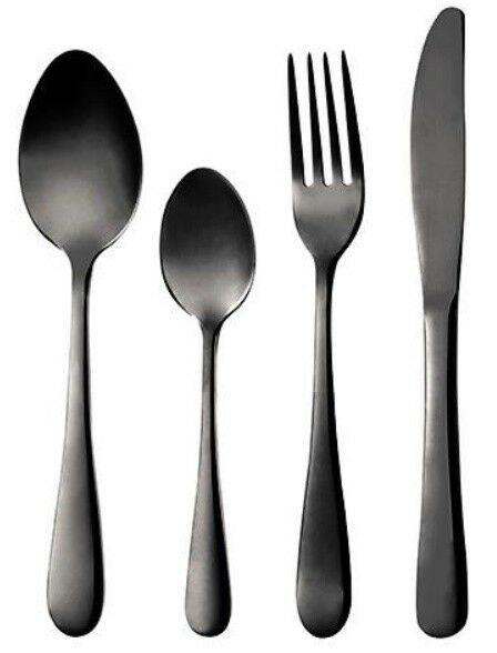 Bergner 24 Piece Stainless Steel Cutlery Set High Gloss Stainless Steel Black