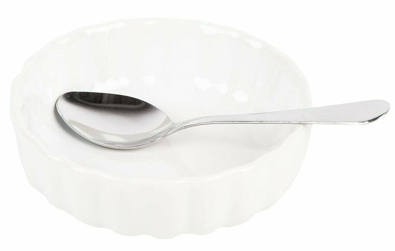 8 Piece Porcelain Mini Tart Pan With Spoons Set Kitchen Dinner Party Bowl