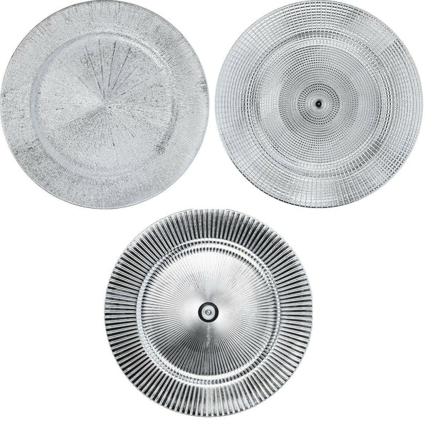 Set of 4 Shiny Silver Charger Plates Under Plates 33cm Premium Range