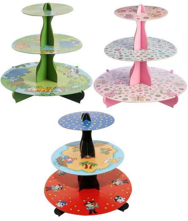 Childrens Themed 3 Tier Cupcake Stand Boys & Girl Theme Cup Cake Holders Stand