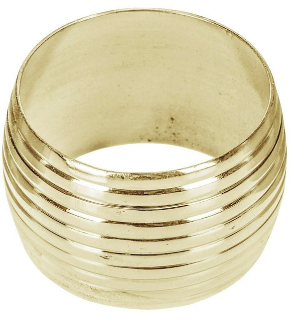 Set of 4 Metal Brass Gold Plated Rippled Design Napkin Rings