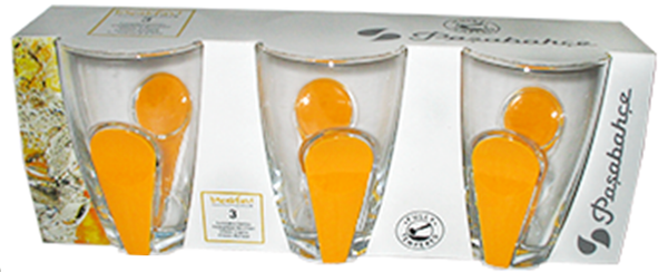 Pasabache Set of 6 Glass Tumblers Snap Range With Yellow snap on