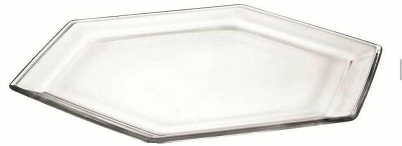 38 x 33cm Esa Vassoio Hexagon Tray Large Glass Serving Platter Glass Tray