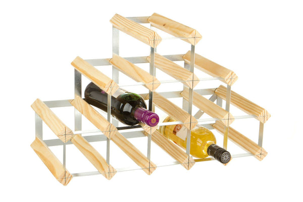 RTA 14 Bottle Traditional Pyramid Wooden Wine Rack Dark / Natural / Black Pine