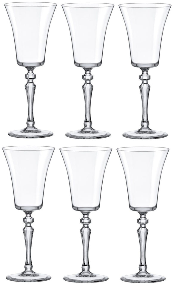 Rona Set of 6 Crystaline Wine Glasses Tall Large Stemmed Wine Glasses