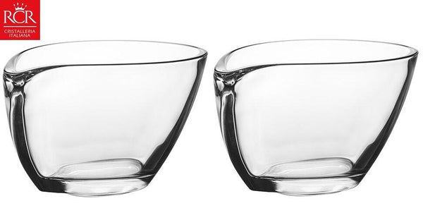 RCR Crystal Set of 2 Small Crystal Classy Dessert Bowls Teardrop Shape