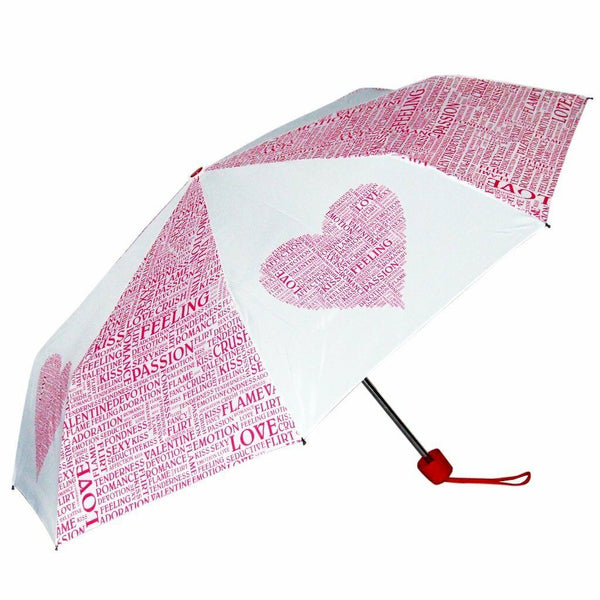 Ladies Mini Compact Folding Umbrella / Valentine Pink Heart Umbrella