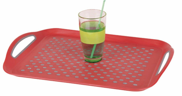 Large 45cm Rectangle Plastic Non Anti Slip Dinner Serving Lap Tray With Handles