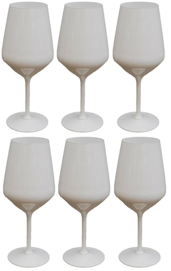 Set of 6 LARGE White Glass Wine Glass Red Wine Glass Gin Glass 530ml Capacity
