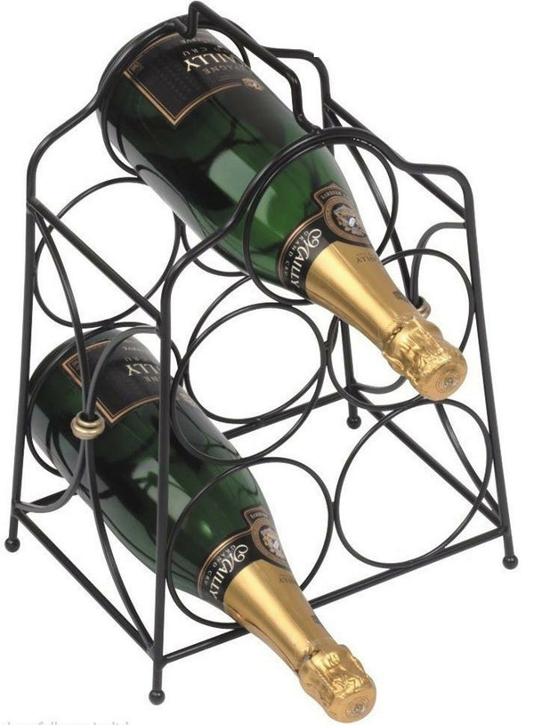 RTA 5 Bottle Metal Black Wine Rack Elegant & Practical