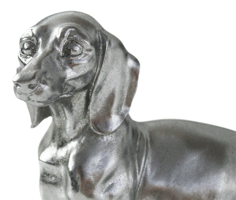 Dachshund Ornament Silver Dog Sculpture Shiny Home Decor Pet Shelf Figurine