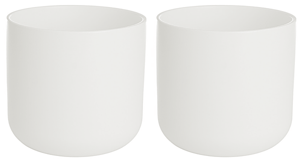 Rammento Stoneware Plant Pot Set of Two, White 13.5cm Round Stone Flower Pots