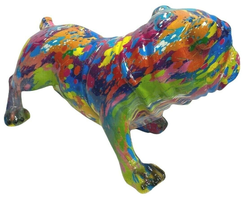 Splash Art Bulldog Ornament Multicoloured Resin Dog Figurine Modern Art Design