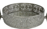 Mirrored Metal Mesh Silver Cake Stand Decor Plate Centerpiece Bowl Tray