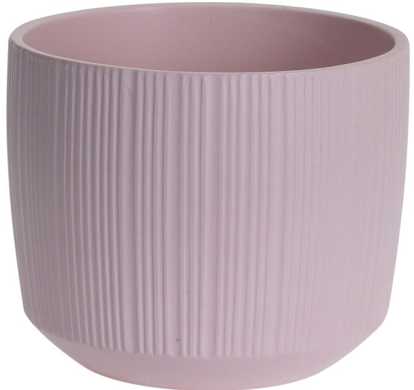 Stoneware Rippled Flower Pot 14cm Pink Plant Pot Planter