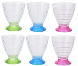 Set of 6 Large Glass Ice Cream Bowls Sundae Dishes Fruit Salad Multi Coloured