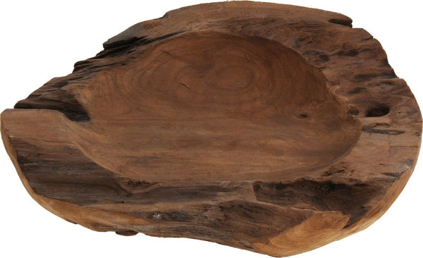 Solid Teak Wood Presentation Bowl. Solid Wood Natural Look Centerpiece Bowl