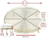 Serving Tray Platter - Decorative Standing Round Gold For Dinner Snack Drink