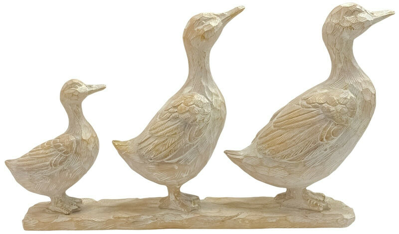 Brown Ducks Family Ornament Driftwood Effect Sculpture Resin Animal Figurine