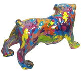 Splash Art Bulldog Ornament Multicoloured Resin Dog Figurine Modern Art Design