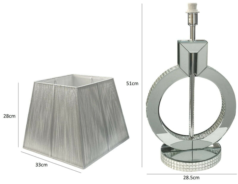 Chic Table Lamp Modern Home Bedroom Lamp 3D Design Mirrored Base & Silver Shade